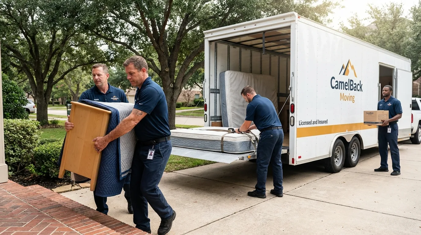 Crew loading residential truck for cross-state move from Rose Hill, NC